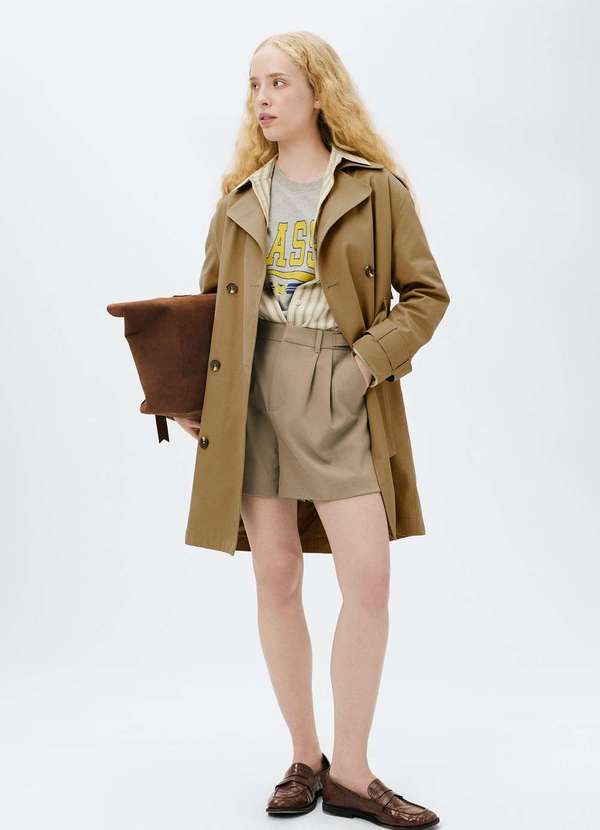 Hering - Shorts Feminino em Alfaiataria Bege