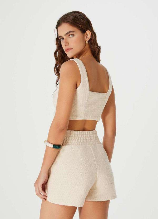 Hering - Shorts Feminino em Malha Texturizada Bege 3
