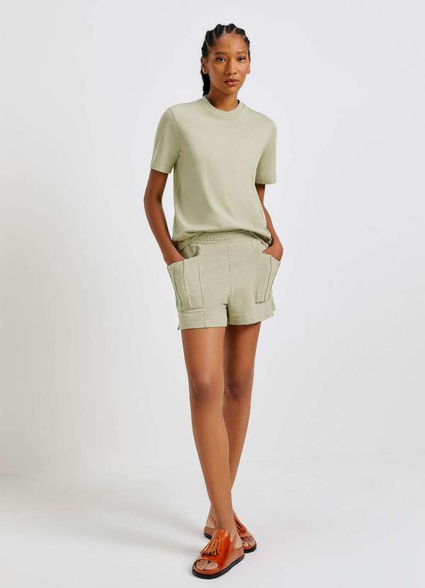 Hering - Shorts Feminino em Malha Texturizada Verde