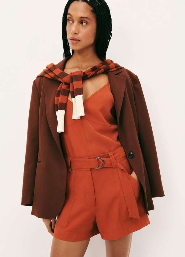 Hering - Shorts Feminino em Peach Touch com Cinto Laranja 4