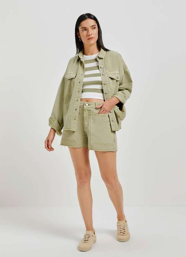 Hering - Shorts Feminino em Sarja Cintura Media Verde