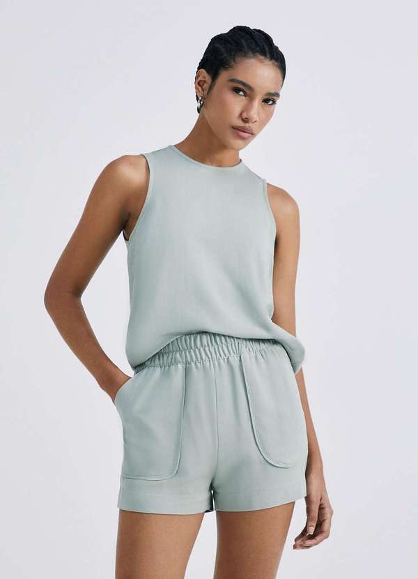 Hering - Shorts Feminino em Viscose Creponada Verde