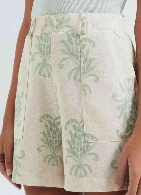 Hering - Shorts Feminino Estampado em Viscolinho Bege 2