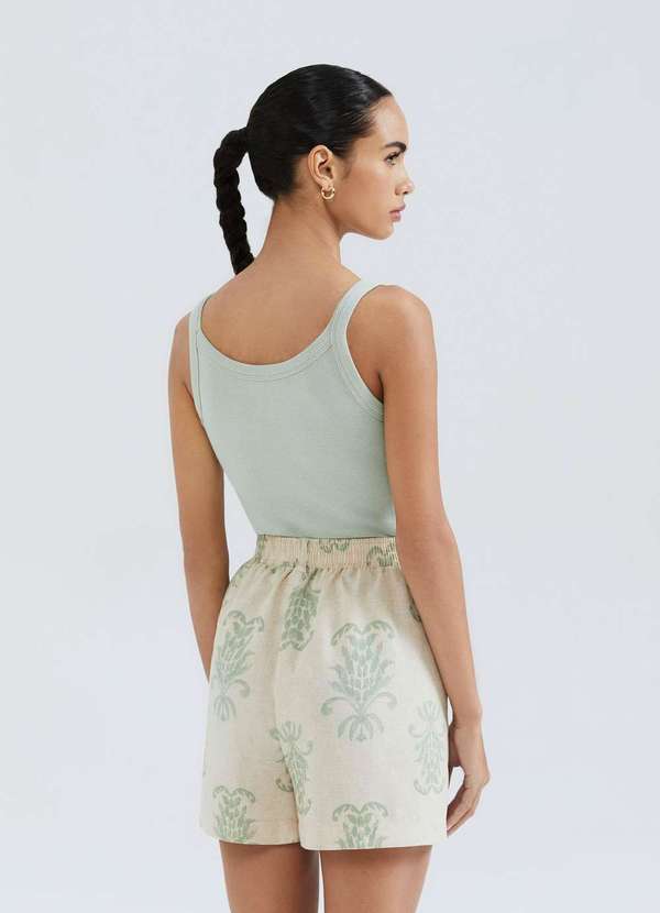 Hering - Shorts Feminino Estampado em Viscolinho Bege 3