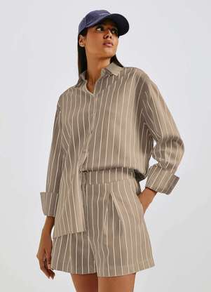 Hering - Shorts Feminino Fio Tinto em Alfaiataria - HERING