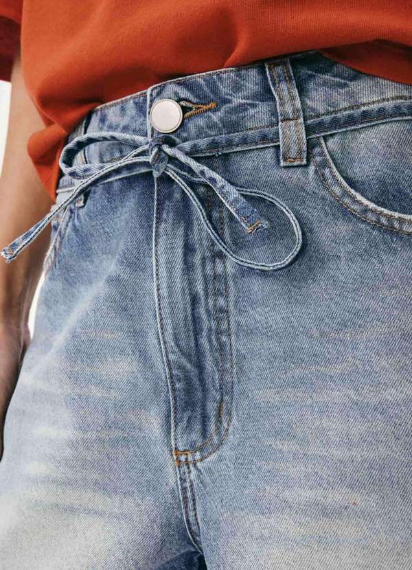 Hering - Shorts Jeans Feminino com Cordao Azul 2