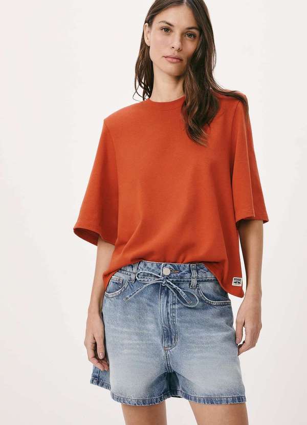 Hering - Shorts Jeans Feminino com Cordao Azul 4