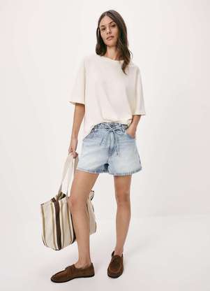 Hering - Shorts Jeans Feminino com Cordao - HERING