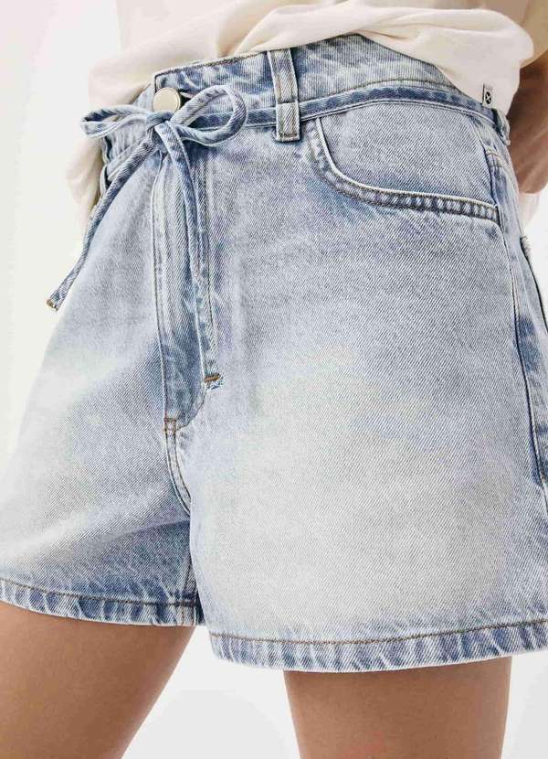 Hering - Shorts Jeans Feminino com Cordao Azul 2