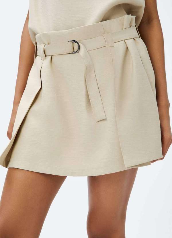 Hering - Shorts Saia Cintura Alta em Viscose Bege 2