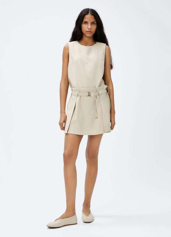 Hering - Shorts Saia Cintura Alta em Viscose Bege 3