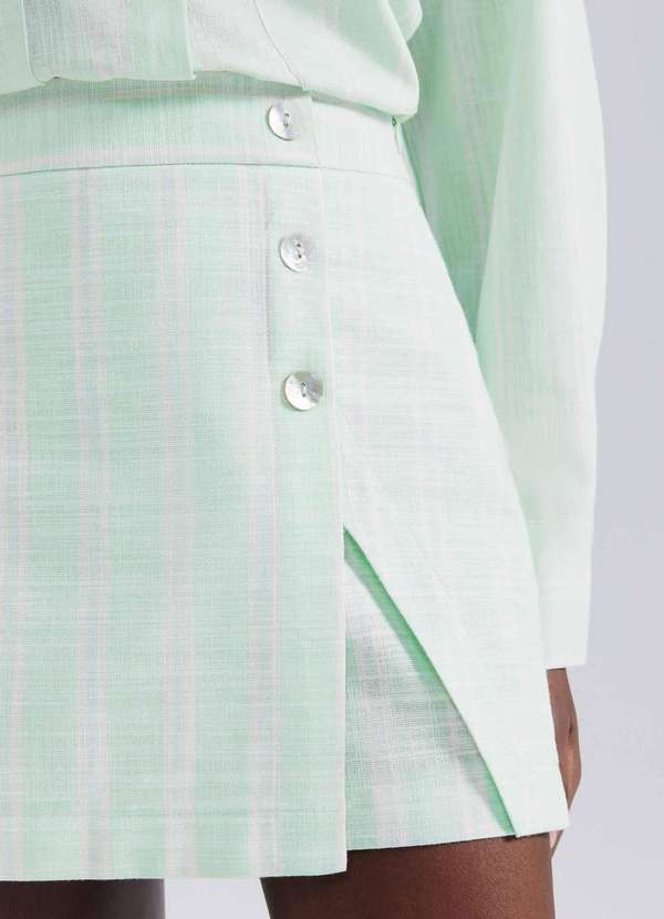 Hering - Shorts Saia Cintura Alta Fio Tinto Verde 2