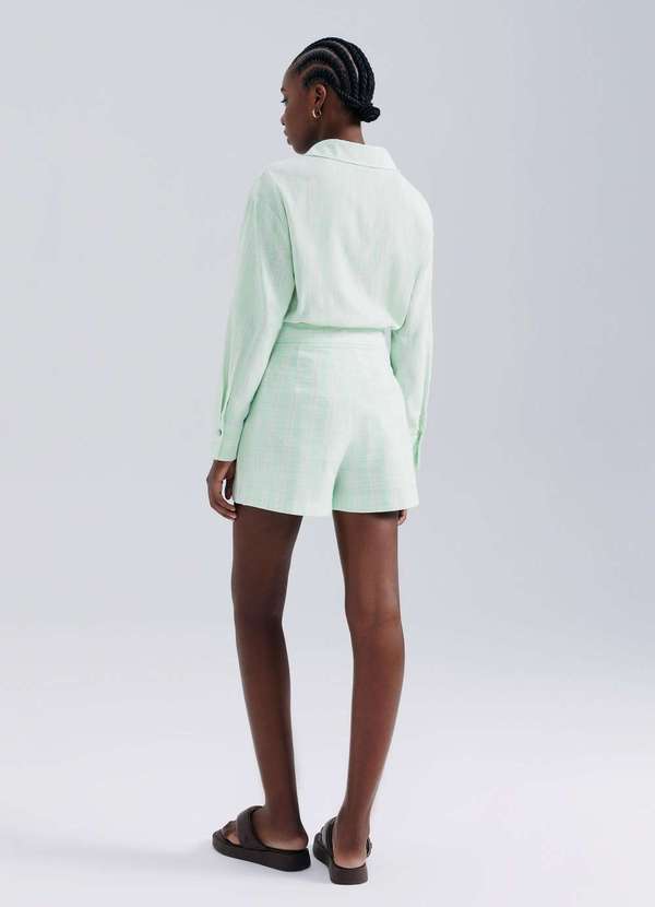 Hering - Shorts Saia Cintura Alta Fio Tinto Verde 3