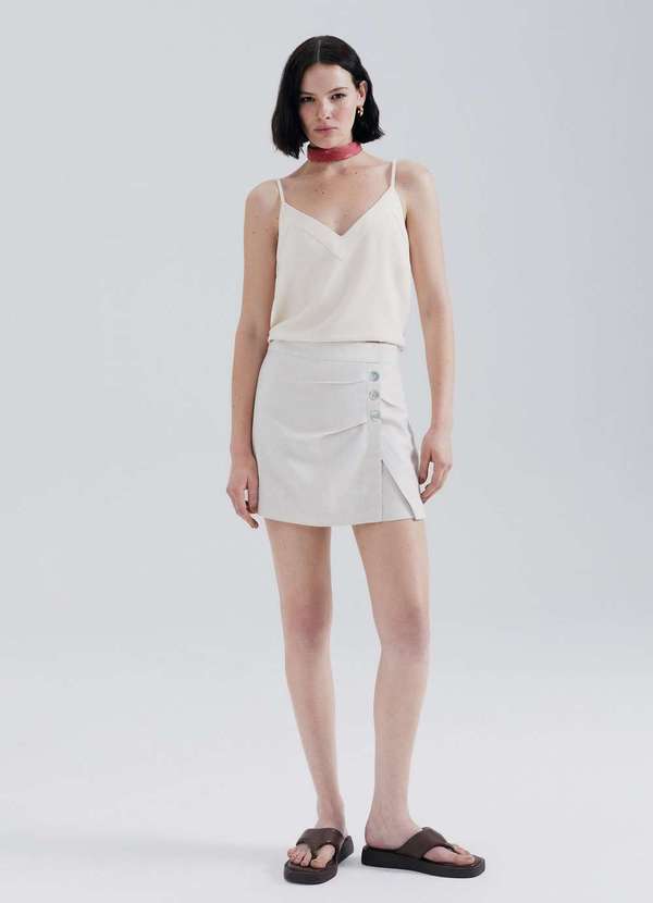 Hering - Shorts Saia com Linho Bege