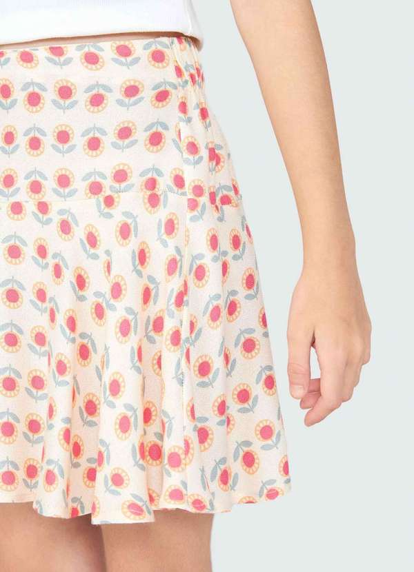 Hering - Shorts Saia Infantil em Viscose Estampada Rosa 2