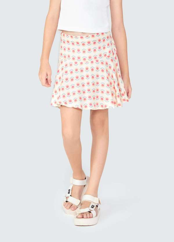 Hering - Shorts Saia Infantil em Viscose Estampada Rosa 3