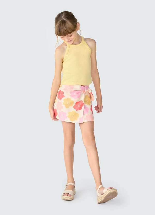 Hering Shorts Saia Infantil Estampado com Laco Rosa