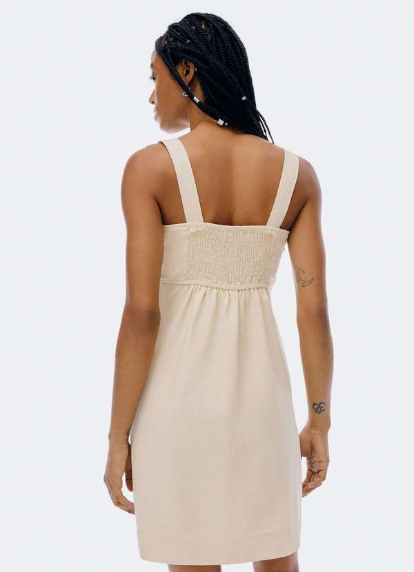 Hering - Vestido Curto Decote Quadrado Bege 3