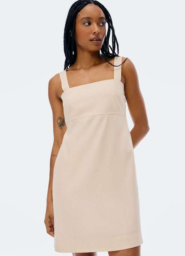 Hering - Vestido Curto Decote Quadrado Bege 4