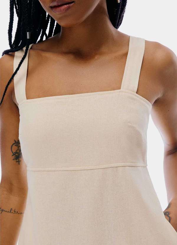 Hering - Vestido Curto Decote Quadrado Bege 5