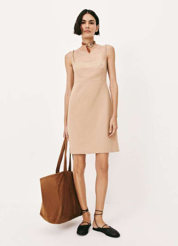 Hering - Vestido Curto Decote Reto Bege 2