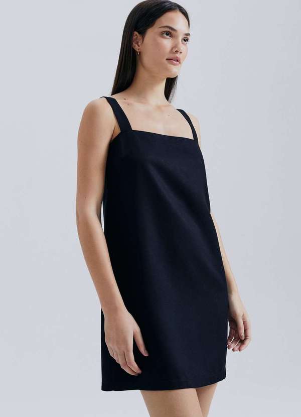 Hering - Vestido Curto em Viscose Creponada Preto 5