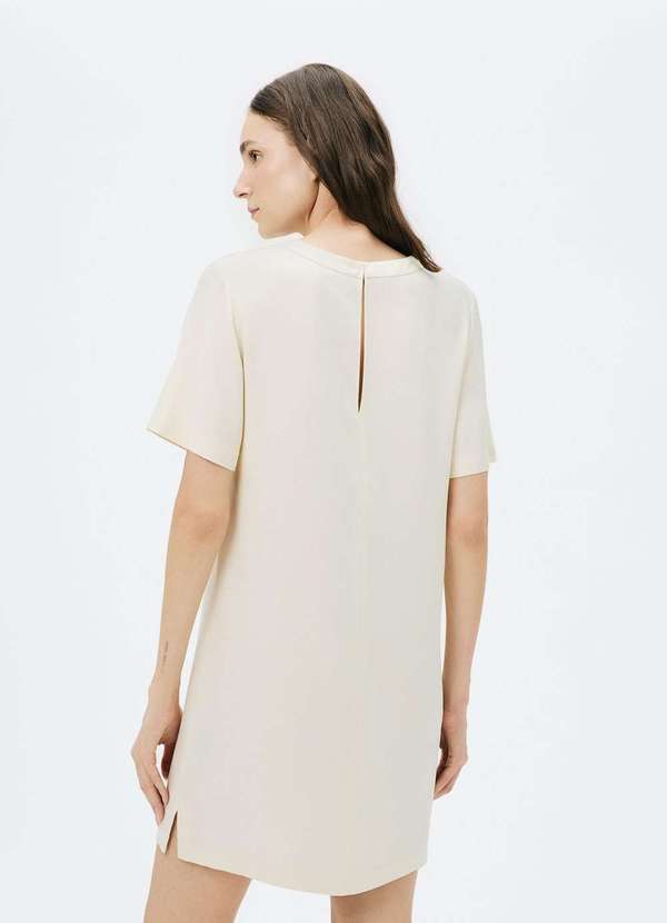 Hering - Vestido Curto em Viscose Creponada Branco 3