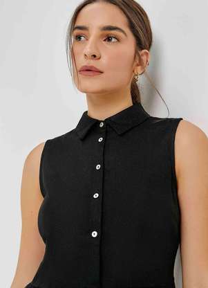 Hering - Vestido Curto Evase com Botoes e Recortes - HERING