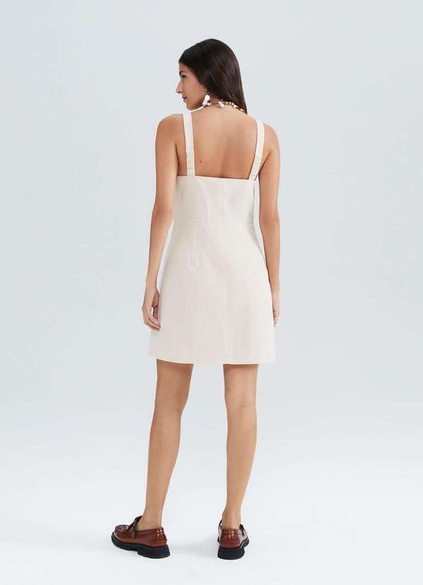 Hering - Vestido Curto Risca de Giz com Linho Nude 3
