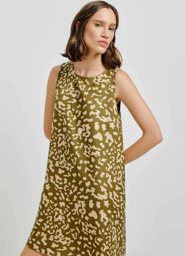 Hering - Vestido Curto Trapezio Estampado Verde
