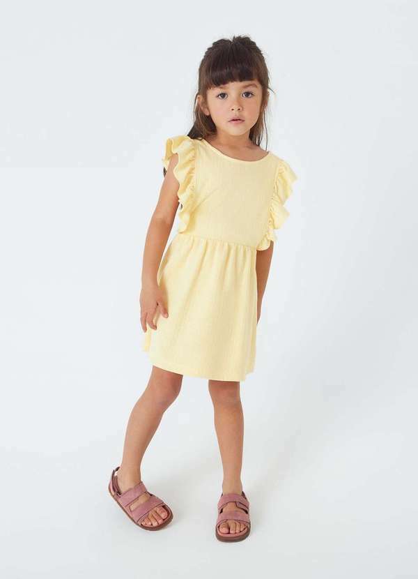 Hering - Vestido Infantil Toddler com Babados Amarelo