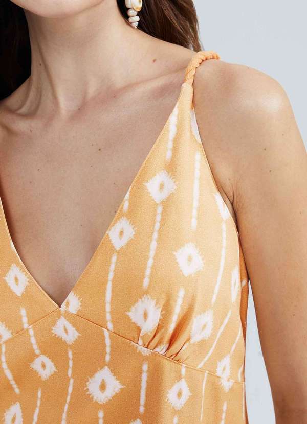 Hering - Vestido Longo Estampado com Franzidos Amarelo 4