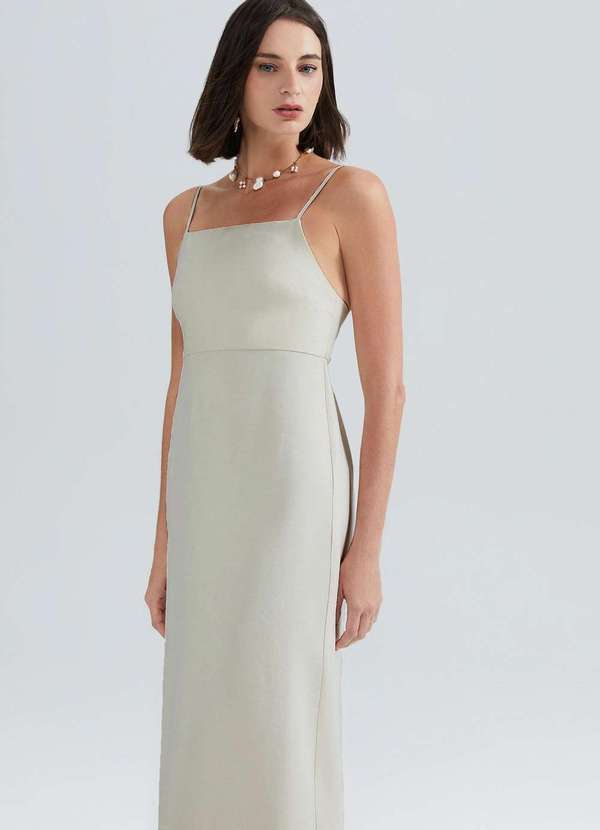 Hering - Vestido Midi Alcas Finas em Peach Touch Bege 2