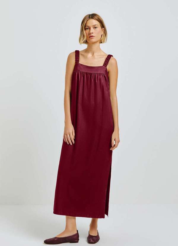 Hering - Vestido Midi em Viscose Creponada Vermelho 1