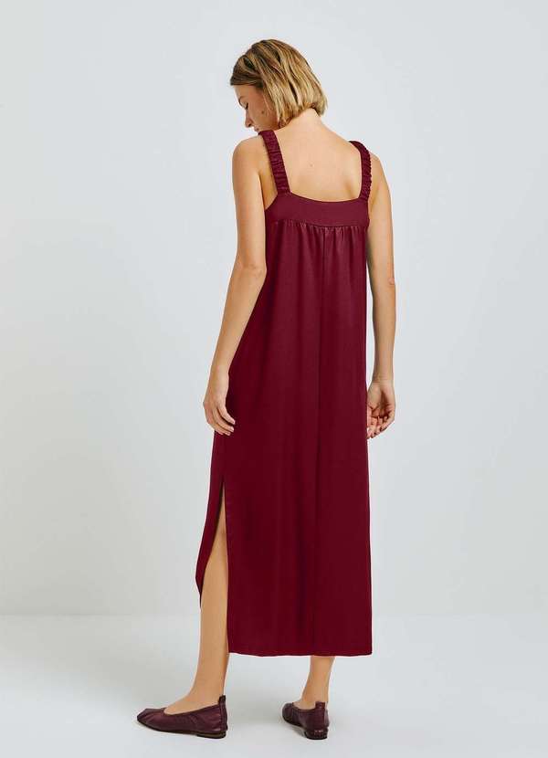 Hering - Vestido Midi em Viscose Creponada Vermelho 3