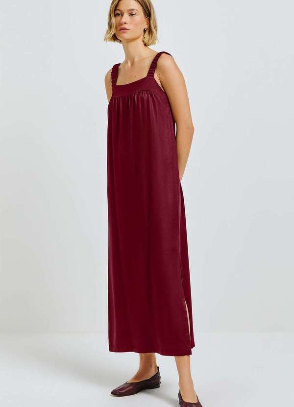 Hering - Vestido Midi em Viscose Creponada Vermelho 5