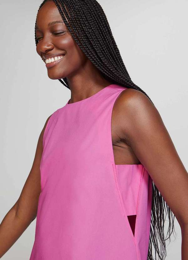 Hering - Vestido Midi Evase com Franzidos Rosa 2