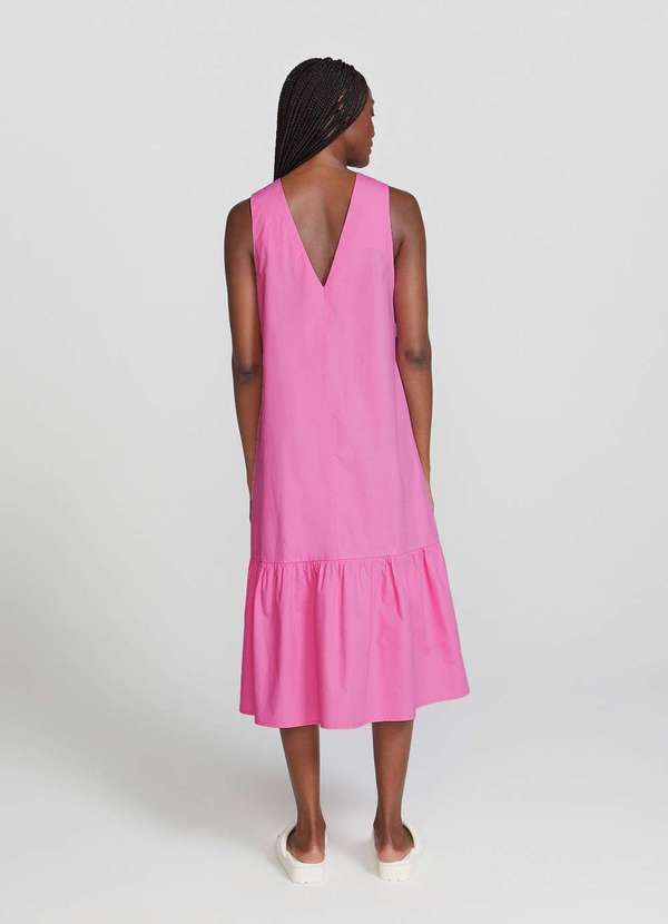 Hering - Vestido Midi Evase com Franzidos Rosa 3