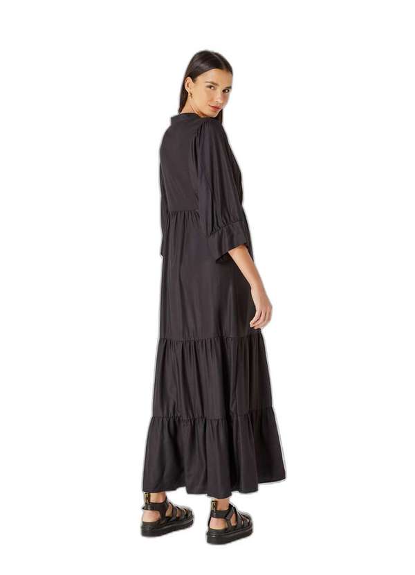 Hering - Vestido Midi Evase Manga Media Preto 3