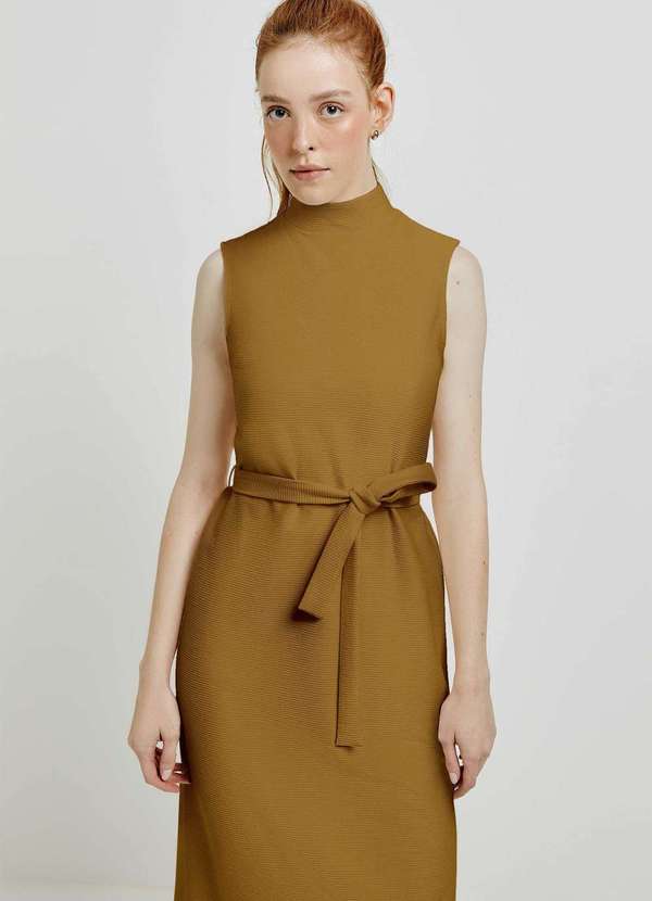 Hering - Vestido Midi Gola Alta Texturizado Verde 4