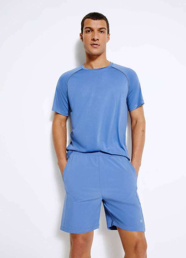 Hering - Bermuda Esportiva Masculina com Recorte Azul