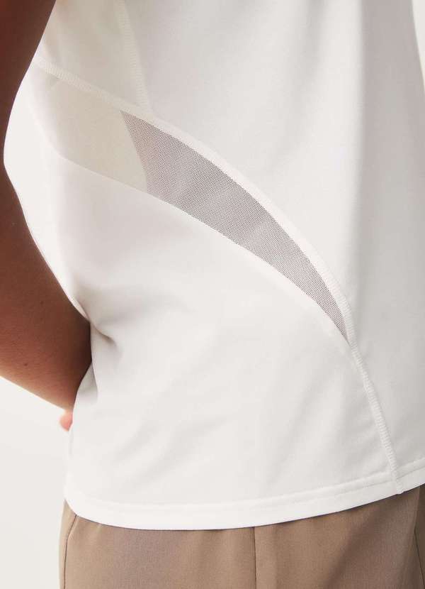 Hering Sports - Camiseta Esportiva Feminina Basica com Tule Branco 3