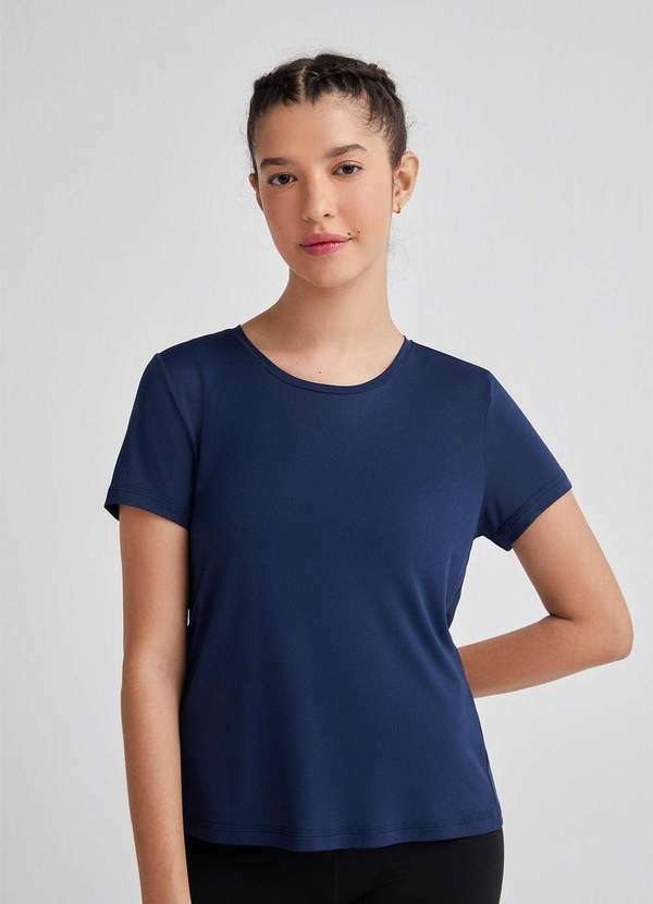 Hering - Camiseta Esportiva Feminina Manga Curta Easy Dry Azul