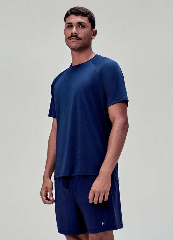 Hering - Camiseta Esportiva Masculina Recorte Texturizado Azul