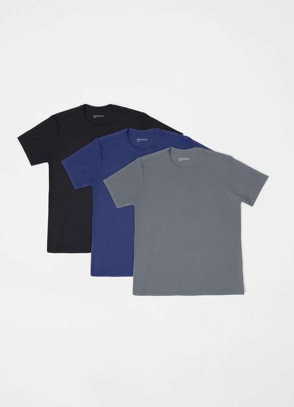 Hering - Kit com 3 Camisetas Esportivas Masculina Manga Curta com Prote... Multicores