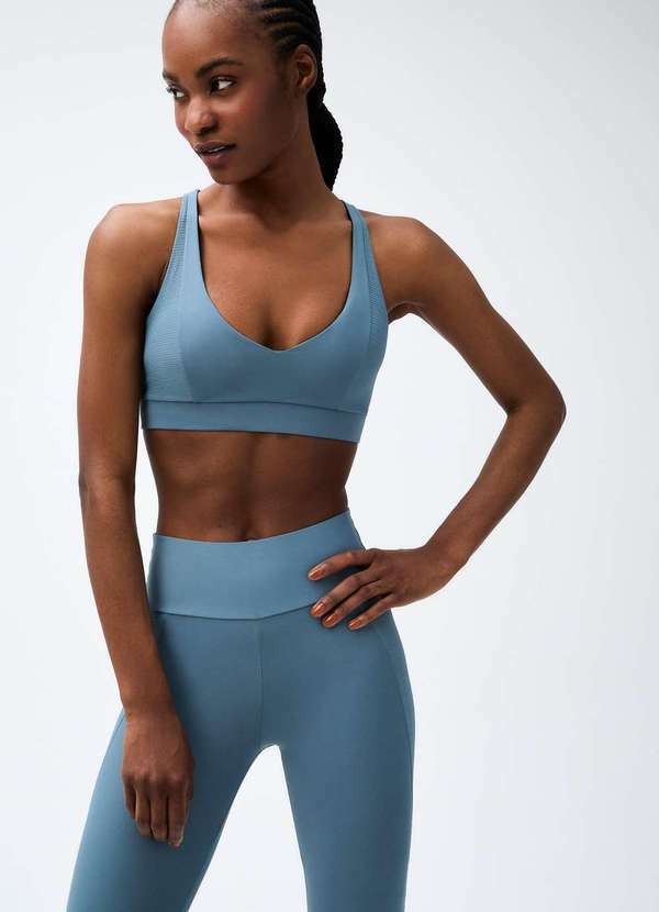 Hering - Top Esportivo Decote V Azul