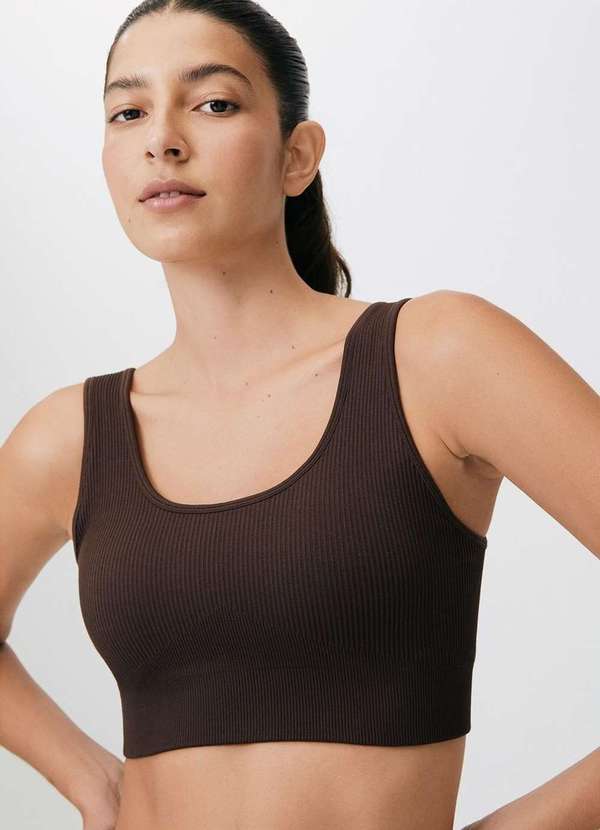 Hering - Top Esportivo sem Costura Marrom
