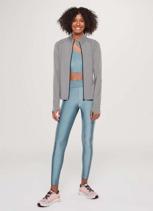 Hering - Jaqueta Esportiva Feminina com Ziper Cinza