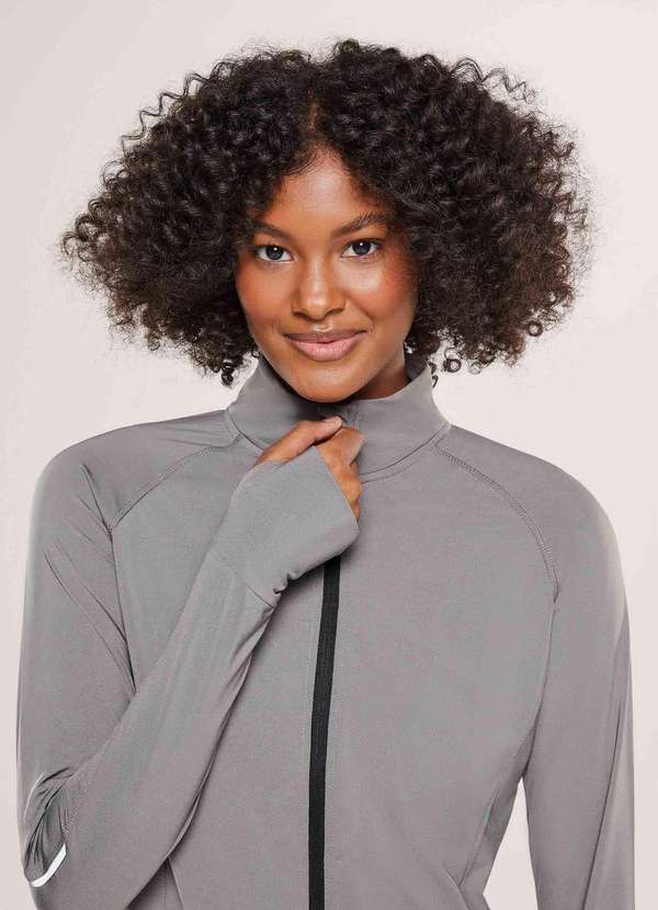 Hering - Jaqueta Esportiva Feminina com Ziper Cinza 2