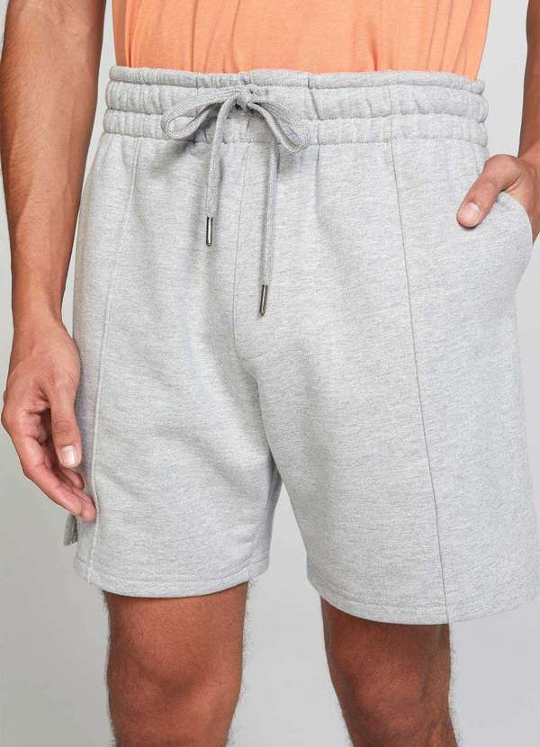 Hering - Bermuda Basica em Moletom Masculina Reta Cinza